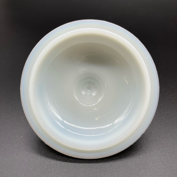 Vintage Portieux Vallerysthal Opaline Milk Glass Covered Footed Candy Dish Grape - Picture 10 of 11